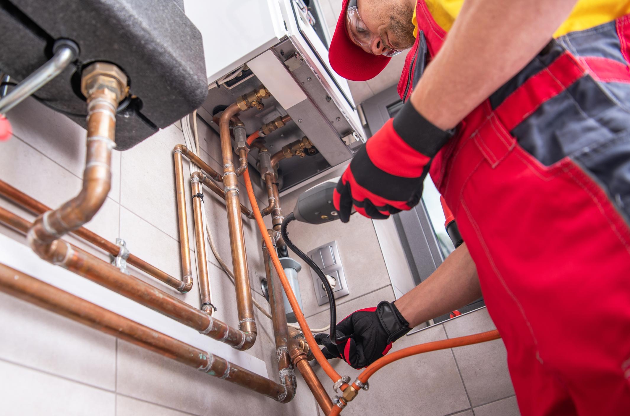 Contractor carrying out installation work